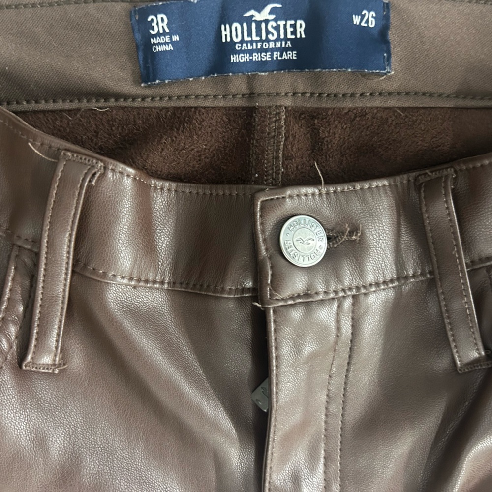 Hollister High Rise Flare Faux Leather Pants